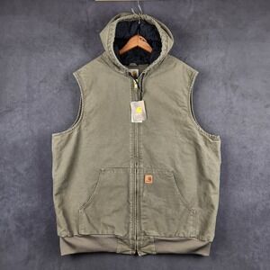 Carhartt Sandstone Active Vest Mens 2XL Tall Brown 100121 235 Hooded Canvas